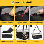 Conlun Dog Car Seat Booster for Small Pet Under 20lbs, Portable Travel Puppy Car Seat with Internal Steel Frame, Comfort Cushion & Storage Pockets, Adjustable Straps Fit Most Cars, Black