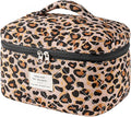 uekeboag Large Travel Quilted Makeup Bag for Women, Floral Cotton Cosmetic Bag, Coquette Aesthetic Floral Toiletry Organizer Bag