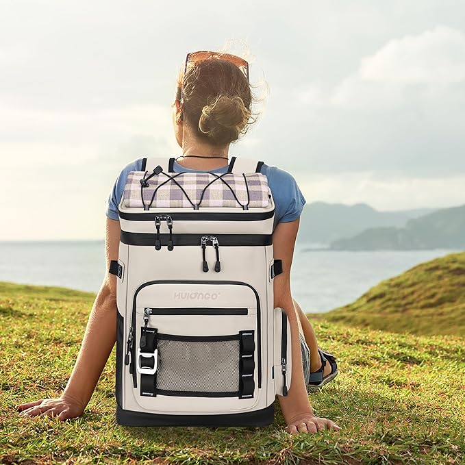 Hulongo Large Waterproof Insulated Cooler Backpack for Men & Women, Leak Proof Cooler Backpack for Camping, Beach, Fishing, Picnic, Travel, Outdoor, 30L, 48Cans