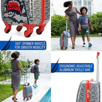 Nautica Kids Luggage - 18" Airline Approved Rolling Hardside Upright Carry-on Suitcase Set with Wheels (Shark Attack | 5pc Travel Set)