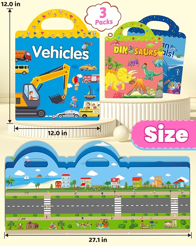 Walenced Reusable Sticker Book for Toddlers, Stickers for Kids, Toddler Sticker Book, Toddler Craft Activities, Toddler Travel Toys Boy Girl Birthday Gifts