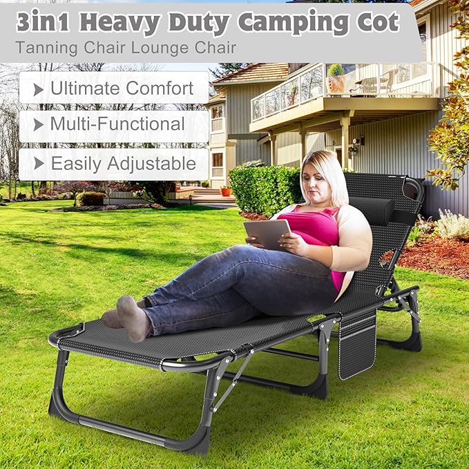 ABORON Camping Cot for Adult 28" Extra Wide, Heavy-Duty 1200D Oxford Cot for Sleeping, Portable Folding Camp Bed with Mat