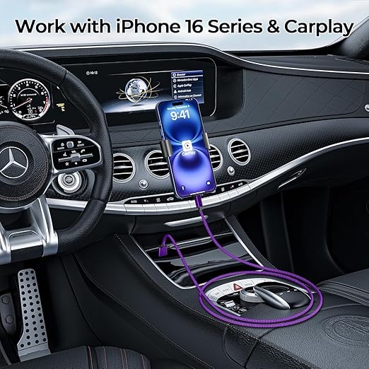 Basesailor for iPhone 17 16 Pro Max Charger Cord,USB to USB C Cable,Type C Charging Power Cord for Apple 17e 15 iPad 10 Air 4 5,Samsung Galaxy S26 S25 S24 S23,Purple,3Pack 1.5/3.3/6.6FT(0.5/1/2M)