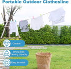 uxcell 2 Pcs Portable Travel Clothesline, 16.4ft Clothes Line Outdoors Travel Hanger Foldable Clothesline Rope with Hooks for Camping Hotel Backyard Home Cruise Ship, Beige