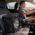 Lekereise Cat Backpack Carrier for Small Dogs and Medium Cat Puppy Kitten Bunny Pet Carrier Backpack Collapsible with Fully Ventilated Mesh with Safety Leash(Black)