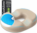Donut Pillow Seat Cushion - Cooling Gel Donut Chair Cushions, Memory Foam Seat Cushion for Office & Home, Car Seat Cushion and Butt Pillow, Hemorrhoids Pillow and Tailbone Pain Relief, Khaki
