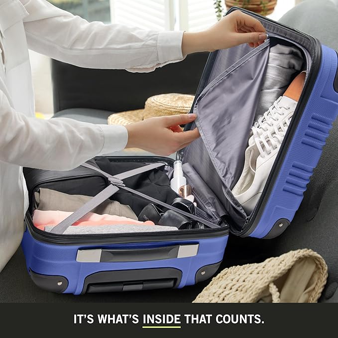 Kenneth Cole REACTION Out of Bounds Lightweight Hardshell 4-Wheel Spinner Luggage, Cobalt Blue, 24-Inch Checked