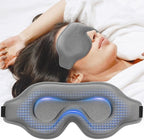 Sleep Eye Mask for Men Women, Weighted Sleeping Mask for Side Sleeper, Travel Blackout Night Blindfold Eye Shade Cover with Adjustable Strap (Silver Gray)