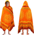 COTTON CRAFT Hooded Beach Towel - Oversized XXL 35x84 Towel with Hood for Adults - The Big Kahuna 7 Foot Extra Large Beach Blanket Towel - Big & Tall Soft 100% Cotton Velour - Sunshine Orange Yellow
