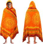 COTTON CRAFT Hooded Beach Towel - Oversized XXL 35x84 Towel with Hood for Adults - The Big Kahuna 7 Foot Extra Large Beach Blanket Towel - Big & Tall Soft 100% Cotton Velour - Sunshine Orange Yellow