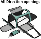 Soft-Sided Cat/Dog/Pet Carrier, Collapsible Pets Travel Carriers for Big Cats/Small Dogs with Shoulder Strap & Removable Mat, Mesh Puppy Carry Bag, Up to 25 Lbs (Turquoise)