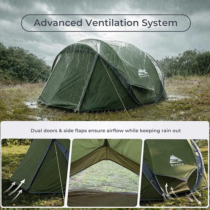 4/6 Person Easy Pop Up Tent,Camping Tent with Skylight and Rainfly,Waterproof,Quick Setup-Instant Tents for Camping Outdoor