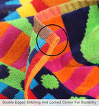 COTTON CRAFT Oversized Beach Towel - 2 Pack XL 39 x 68 inches Big & Huge Beach Blanket Towel - 100% Cotton Jacquard Velour - Super Soft Luxury - Pool Picnic Bath - Cozumel Red Blue Yellow