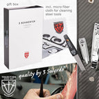 3 Swords Germany - Brand Quality 4 piece Manicure Pedicure Grooming kit Set Tweezers File Clipper Fashion Leather case in Gift Box, Made by 3 Swords