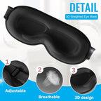 Sleep Mask,Upgraded 3D Deep Contoured Eye Mask for Sleeping,No Pressure Eye Covers 99% Block Out Light Eye Mask with Adjustable Elastic Strap for Sleeping, Yoga, Traveling (1pc,Black)