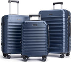 LIGHT FLIGHT Luggage Sets, 3 Piece Durable Suitcase Set with Spinner Wheels, 3 Pcs Hardside Lightweight luggage with TSA Lock, Large Checked Travel Suitcases, 20/24/28 Inch, Dark Blue