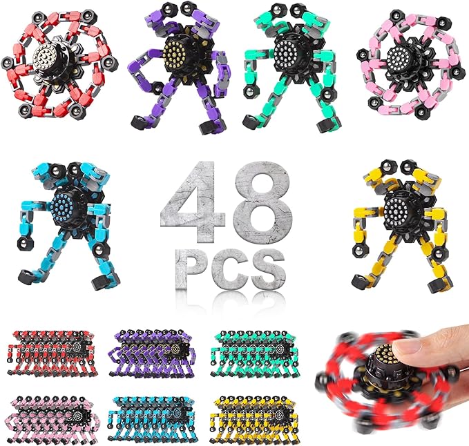 Gokeey Transformable Fidget Spinners for Kids and Adults Stress Relief Sensory Toys for Boys and Girls Fingertip Gyros for Kids Classroom Birthday Party Favors