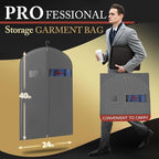 10 Pack 40-inch Suit Bag Garment Bag for Travel and Storage, Garment Bags for Hanging Clothes with Zipper and Visible Transparent Window, Gray