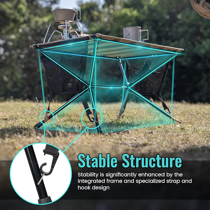ONETIGRIS VENTARA Camping Table, Ultralight Foldable Table Sturdy & Quick Setup, Weighs Only 2.4 lbs, Perfect for Camping, Hiking, Backpacking, Picnic, Beach, Travel