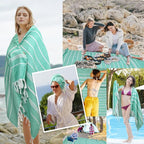 Eliamo Turkish Beach Towel Set of 6 Beach Towels Cotton Quick Dry Sand Free 36 x 71 inch Turkish Towel Oversized Lightweight Beach Towels Teal