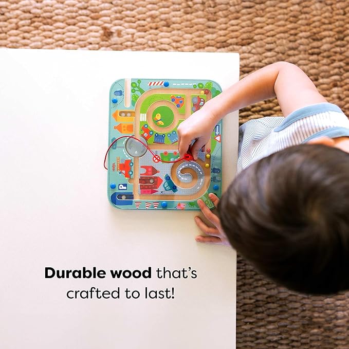 HABA Busy Board for Toddlers 2-4: Town Magnetic Maze Puzzle Game - Toddler Travel Toys for Preschoolers