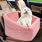 NEEZUKAR Dog Car Seat for Small Medium Dogs,Detachable Washable Dog Booster Seat Under 30lbs, Pet Car Seats Travel Bed with Storage Pockets and Safety Belt(Pink)