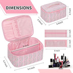 OCHEAL Makeup Bag for Women - Travel Cosmetic Organizer with Brush Slot & Divider, Large Capacity Toiletry Bag for Girls, Travel Makeup Case for everyday Make up Accessories -Pink Floral