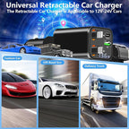 [Apple MFi Certified] Retractable Car Charger, Linocell 120W USB C Car Charger 4 in 1 PD/QC Type C Fast Charging Cigarette Lighter Adapter for iPhone 17/17 Pro Max/16/15/14/13/12/Galaxy S26/S25/Pixel