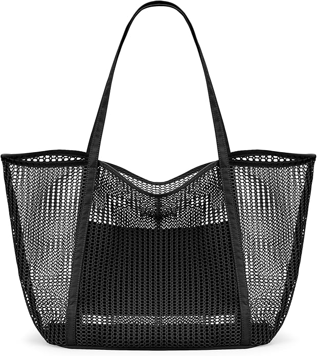 KALIDI Upgrade Version Beach Mesh Tote Bag MAX 27L Large capacity,Shoulder Bag Nylon Hobo Women Casual Foldable Beach Picnic