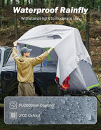 JOYTUTUS Pickup Truck Tent 8ft 2.0, Waterproof PU2000mm Double Layer for 2 Person, Portable Truck Bed Tent with Rainfly - Green, Aluminum Pole