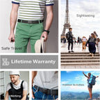 Money Belt for Men Travel Security Belt with Hidden Money Compartment Pocket, Cashsafe Anti-Theft Wallet Non-Metal Buckle