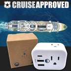 Cruise Approved Power Strip Non Surge Protector for Cruise Ship Multi Plug, 6 Outlets, 2 USB-A, 1 USB-C, & 3 AC Outlet for Carnival, Celebrity, Princess, Norwegian & Major Lines in 2026 & 2027