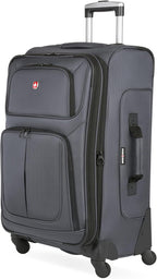 SWISSGEAR Sion Softside Expandable Spinner Luggage Durable Lightweight Travel Suitcase, Dark Grey, Checked-Medium 25-Inch