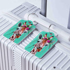 Luggage Tags for Suitcases, 2 Pack Cute PU Leather Suitcase Tag Identifiers TSA Approved with Stainless Steel Loop and Address Card for Baggage Tag for Travel Essentials Giraffe, by Chelmon