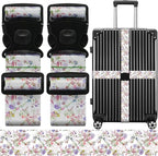 Luggage Straps for Suitcases, Travel Adjustable Belt with Quick Release Buckle, Heavy Duty Nylon Bag Packing Strap, Unique Bright Identifiers Business Travel Accessories (2 Pack) - Purple Flowers