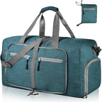 Dimayar 65L Travel Duffle Bag for Men Women - Foldable Duffel Bag with Shoes Compartment - Overnight Bags Waterproof & Tear Resistant(Green)