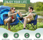 2 Pack Compact Camping Chairs Portable Folding for Outside with Carry Bag Lightweight Moon Chairs for Travel Picnic Hiking Beach Fishing, 600D Oxford, Supports 330lbs(Blue)