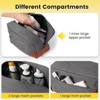 Vorspack Large Travel Toiletry Bag - Hanging Toiletry Bag for Men Water Resistant Canvas Shaving Bag with Large Capacity for Home Travel - Light Grey