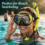 Snorkeling Gear for Adults, JRing Snorkel Mask Set with 180 Degree Tempered Glass Anti Fog Goggles Scuba Dry Top Snorkel for Swimming, Scuba Diving Mask for Men Women
