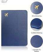 Passport Holder for Travel Essentials,RFID Blocking Passport Cover Case for Travel Accessories,Travel Wallet for Women Men (Navy Blue)