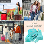 Packing Cubes, 8 Pcs Travel Packing Organizers for Suitcases, Large Capacity Travel Luggage Organizers Set includes 8 Storage Bags (Sky Blue)