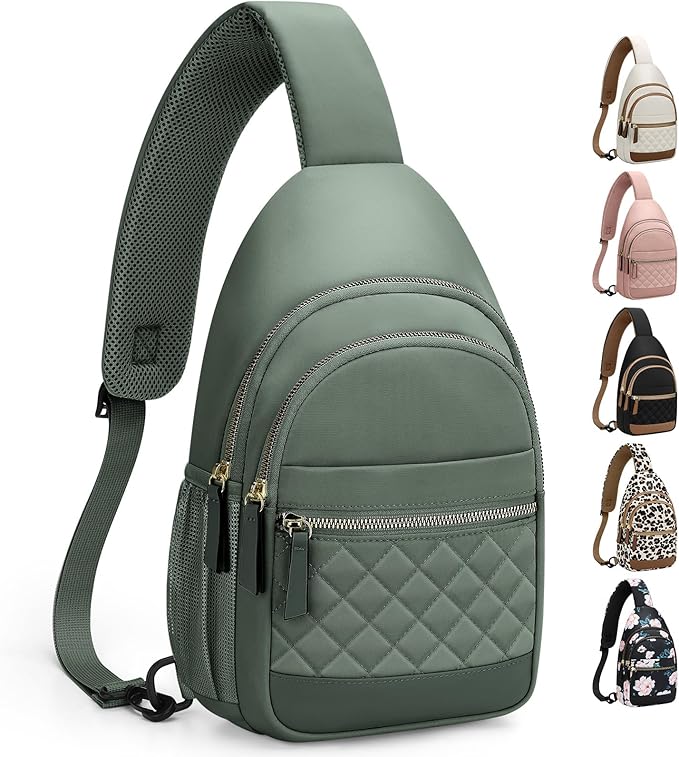 Capolo Sling Bag for Women Men Waterproof Crossbody Bags for Women Trendy Casual Fanny Pack with Convertible Shoulder Strap Chest Bag for Travel Hiking(Green, Large)