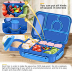 Amathley Bento Box Adult Lunch Box Kids,Lunch Containers for Adults/Kids/Toddler,5 Compartments Bento Lunch Box with Sauce Vontainers,Microwave & Dishwasher & Freezer Safe,BPA-Free (Navy)