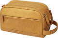 PU Leather Toiletry Bag for Men - Water Resistant Travel Bag for Toiletries, Bathroom Essentials, Accessories - Yellow