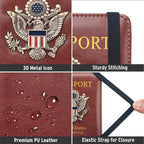 RFID Passport Holder Wallet for Women Men Travel, Leather US Passport Cover Case with Vaccine Card Slot, Waterproof Passport Book Travel Document Organizer Carrier Protector