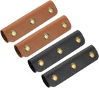 uxcell 4Pcs Handbag Handle Cover, PU Leather Luggage Handle Wraps, Luggage Grip Protector for Purse Tote Bag Suitcase, Black/Light Brown