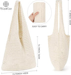 WantGor Crochet Bags, Beach Mesh Tote Bag Womens Shoulder Shopping Handbag Casual Travel Totes Bag Foldable Hobo Bags