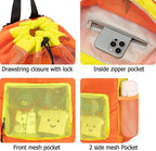 Swim Bag for Kids Mesh Beach Backpack for Boys Lightweight Drawstring Beach Bag Swimming Pool Sports Gym String Bag (Orange)