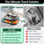 YQBRAO 3-Pack Clear Hard Shell Zipper Case Black, 1.2mm Heavy-Duty Crush-Proof Travel Makeup Bag, Multi-Size (L+M+S) Diaper Bag Organizer Pouches, Rigid Clear Zipper Pouches for Tech, Toys & Home