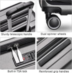 Luggage Sets 3 Piece, ABS Lightweight 20in/24in/28in Luggage, Expandable Carry On Suitcase Set with TSA Lock & Double Wheels, Front Open Hardshell Luggage Sets (Grey)